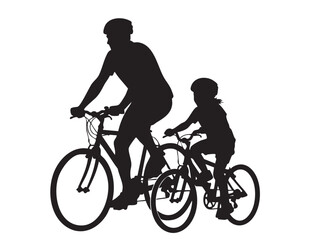 Fototapeta premium Cycling Silhouette Vector Cyclist, Biking Mountain, Racing, Leisure Adventure Vectors