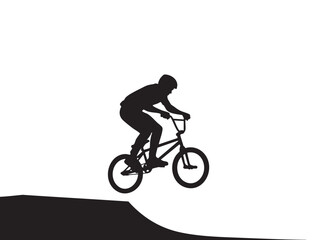 Cycling Silhouette Vector Cyclist, Biking Mountain, Racing, Leisure Adventure Vectors