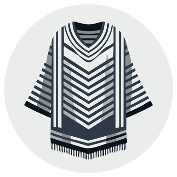 Geometric pattern poncho illustration, traditional garment, Southwestern design isolated