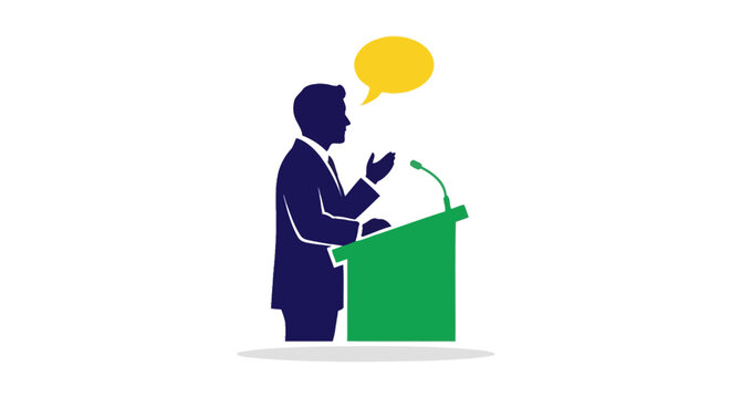 Businessman Speaking at a Podium.