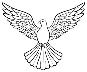 Obraz premium Outlined dove soaring with outstretched wings symbol of peace and freedom