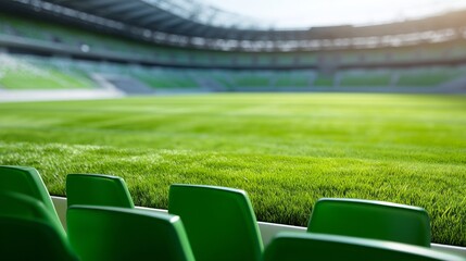 Obraz premium Luxurious Soccer Field View from VIP Box with Lush Green Grass