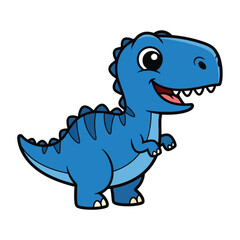 Obraz premium Adorable cartoon blue Tyrannosaurus Rex dinosaur with big eyes and smiling expression, standing confidently, digital art, perfect for children's books and educational materials.