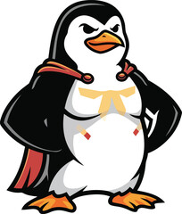 Obraz premium Cartoon penguin in winter attire illustration