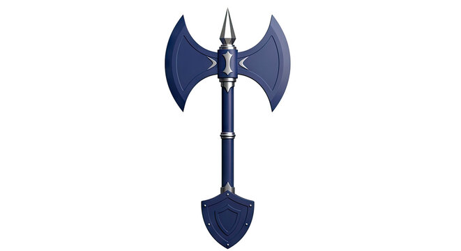 Double-bladed Dark Blue Axe with Shield