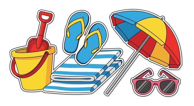 Vector beach vacation icons set