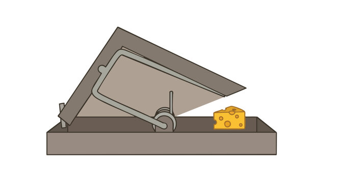 Mouse Trap with Cheese. Pest Control. Danger. Trap.