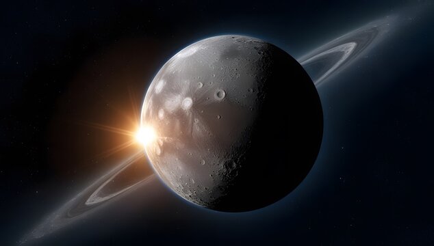 Harbinger of Space &mdash; half-lit moon and shadowed limb