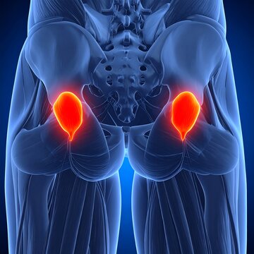 Human lower back and gluteal muscles highlighting piriformis syndrome