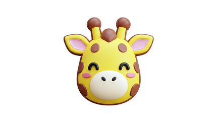 Cute Cartoon Giraffe Face 3D Render