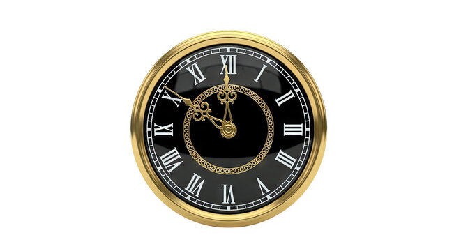 Ornate Gold and Black Roman Numeral Clock Face