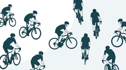 Obraz premium Minimalist graphic pattern of male cyclists riding racing bicycles