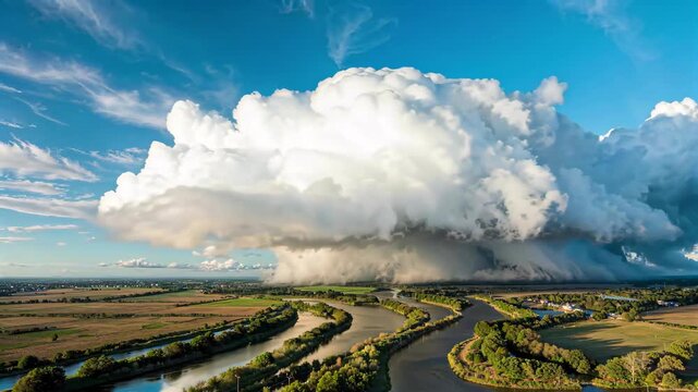 Overlooking the earth's rivers and spectacular clouds
