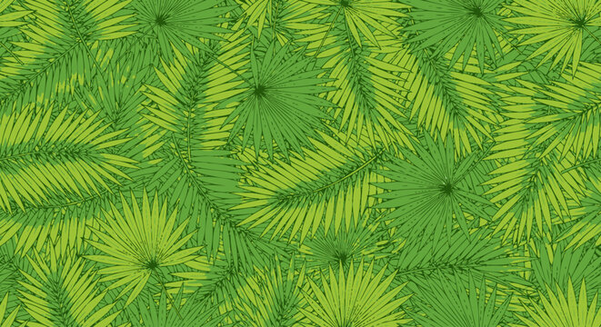Green Fern Leaves Natural Foliage Pattern.