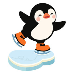 Obraz premium Cute Penguin Ice Skating