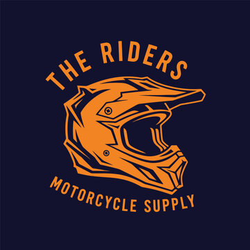 Orange motorcycle helmet logo for riders motorcycle supply store.