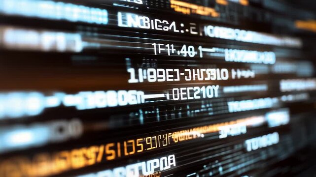 Visual representation of complex software code displayed on a digital screen during a programming session in an office environment at night