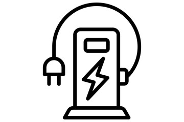 Charging web icons in line style Collection of Electricity Linear Icons PNG Electric vehicle or...