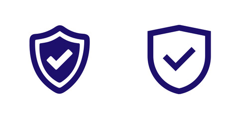 Two blue shield icons with check marks isolated on transparent background © MSTNARGIS