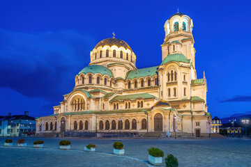 Obraz premium Alexander Nevsky Cathedral at sunset in Sofia, Bulgaria.