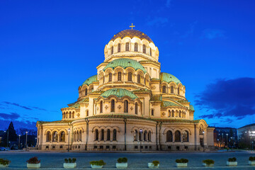Obraz premium Alexander Nevsky Cathedral at sunset in Sofia, Bulgaria.