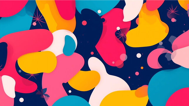 Vibrant Abstract Organic Shapes Pattern with Playful Particles and Dark Background wallpaper 4k ,Generative AI.
