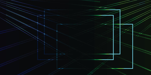 Abstract Neon Square Frames on Dark Background. © Ahmad