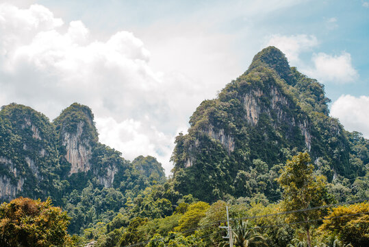 Limestone karst mountains in Khao Sok National Park, Thailand