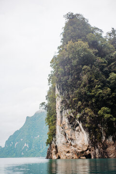 Limestone karst cliff at Cheow Lan Lake, Khao Sok National Park