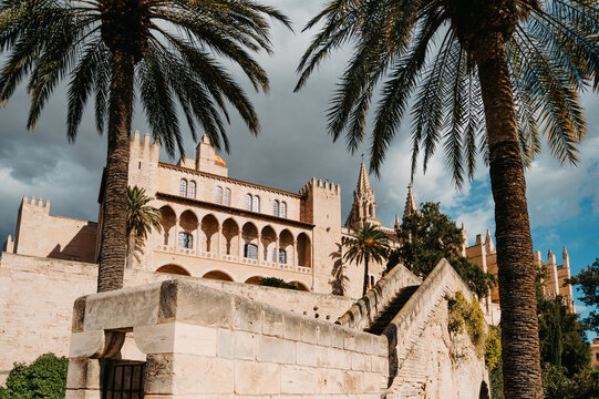 Almudaina Palace and La Seu Cathedral in Palma Mallorca Spain