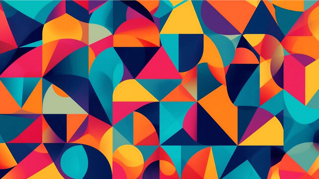 Bold Geometric Abstract Pattern with Hard Edges Sharp Angles and Vivid Colors wallpaper 4k ,Generative AI.