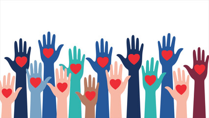 Obraz premium Volunteering, Community Support, and Charity Flat Vector Illustration