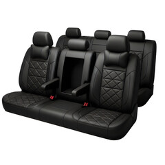 Fototapeta premium Black car seat covers with diamond stitching and adjustable headrests automotive interior