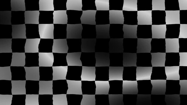Monochrome checkered background with a fluid, undulating grid design, ideal for themes of victory and competition