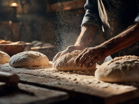 Artisan Baker Preparing Fresh Sourdough Bread