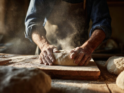 Artisan Baker Preparing Fresh Sourdough Bread