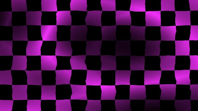 Warped Pink and Black Checkered Pattern with a Subtle Gradient Effect