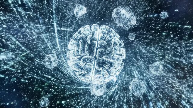 Abstract Digital Brain Forming In Neural Network Vortex