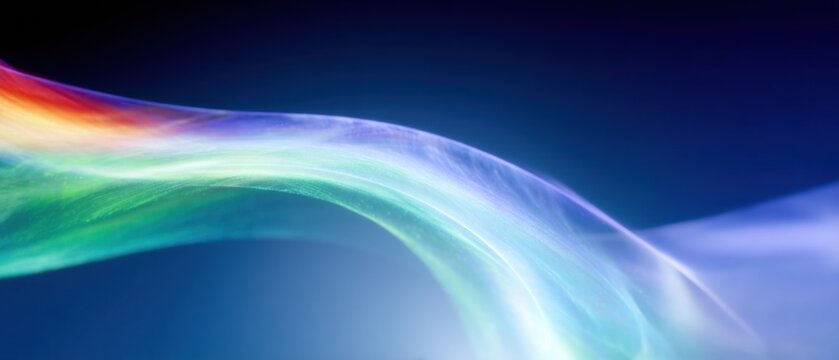 Abstract wave motion  in teal and cyan flowing through a dark vortex tunnel for premium corporate hero banner background with copy space and light trails