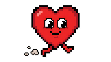 Obraz premium Pixel art heart with legs running.