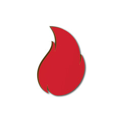 A red flame icon with a black outline is centered on a white background.