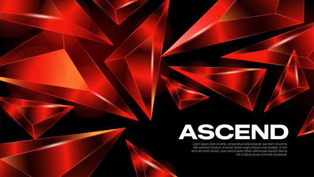 Red Abstract Crystal Shards Background - Futuristic Polygonal Glass Geometry 3D Render