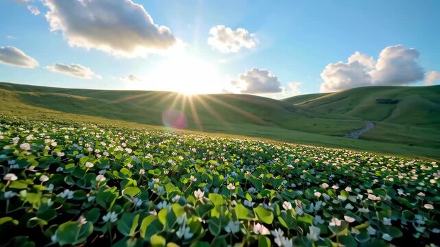 Flowers and fields under the sun