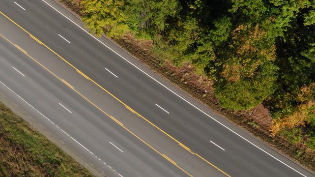 A Multi Lane Highway In Arkansas, USA - Top Down Aerial