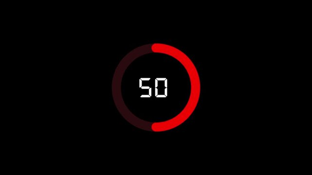Red Circular loading progress bar on black background.4k video