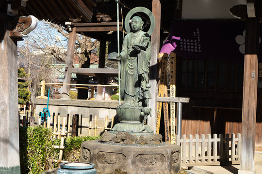 Bronze Jizo Bodhisattva Statue at Araiyakushi Temple, Nakano, Tokyo, Japan
