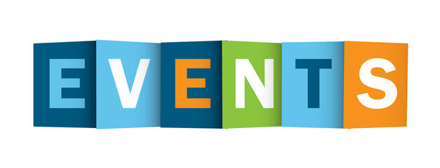 EVENTS colorful typography banner on transparent background © Web Buttons Inc