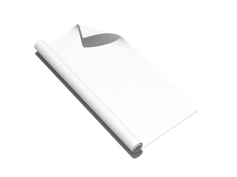 White Blank Wrapping Paper Roll Mockup 3D Rendering