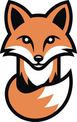 Fototapeta premium A stylized fox depicted with vibrant orange and white colors in a bold design
