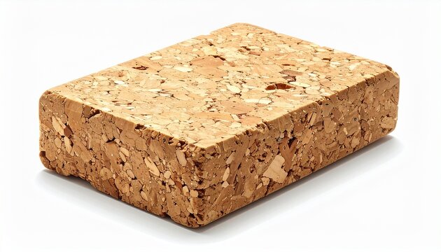 Cork block on white background ideal for health or wellness concepts in studio shot providing space for text.